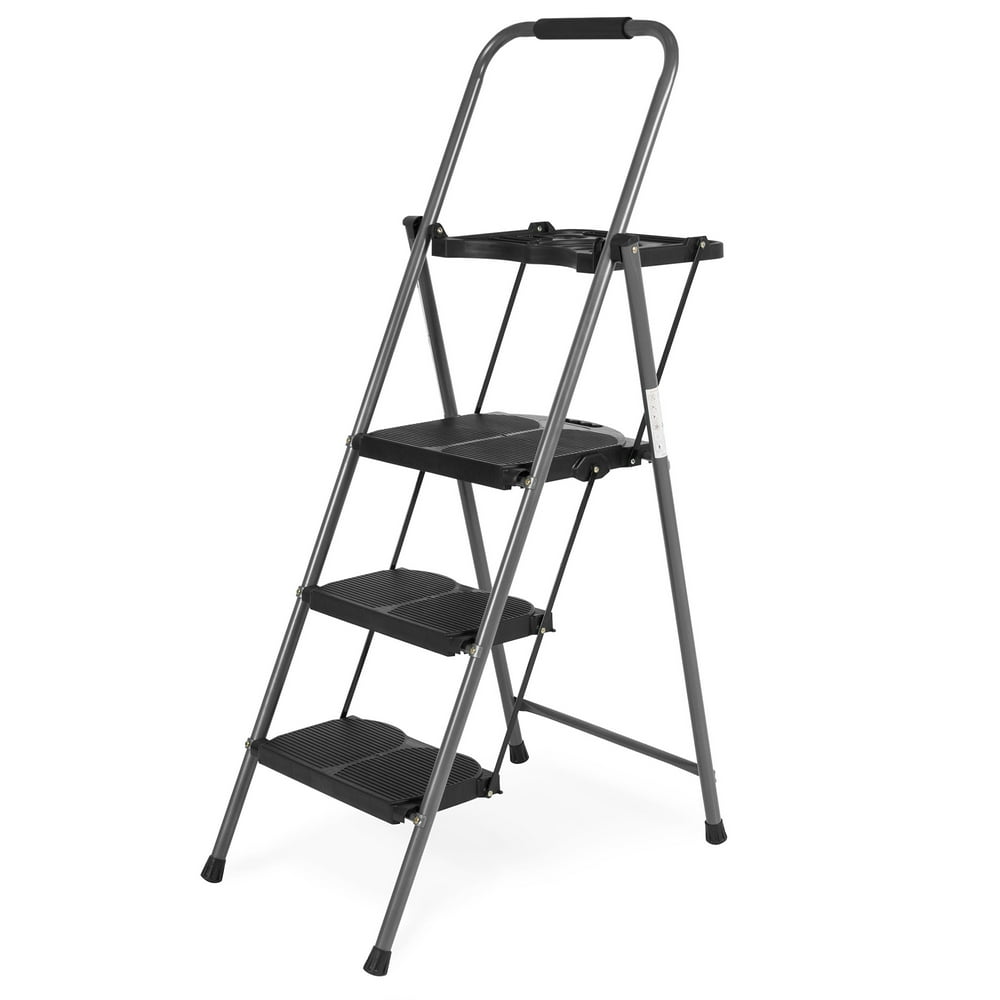 Best Choice Folding Steel 3Step Stool Ladder Tool Equipment w/ Hand