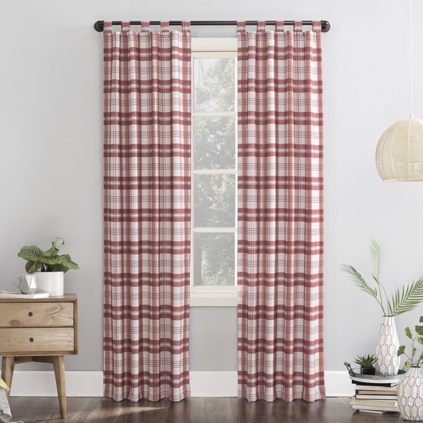 Mainstays Plaid Tab Top Curtain Panel