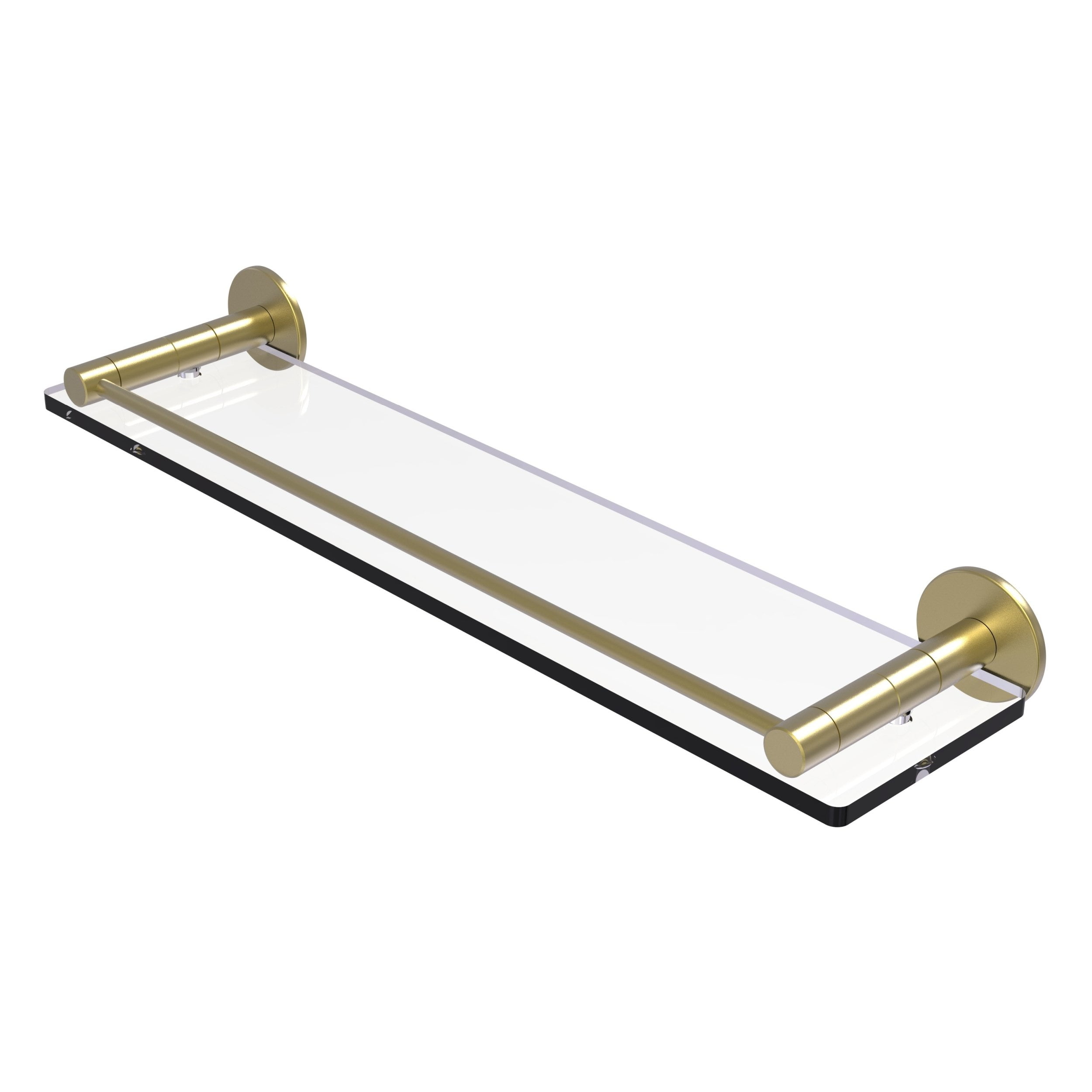 Fresno Collection 22in Glass Shelf with Vanity Rail in Satin Brass