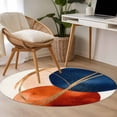thumbnail image 5 of Navy Blue Burnt Orange Round Area Rug 4ft, Geometric Modern Boho Art Washable Non-Slip Circle Rugs for Bedroom Living Room Kitchen, Soft Non Shedding Circle Carpet for Dining Room Dorm, 5 of 9