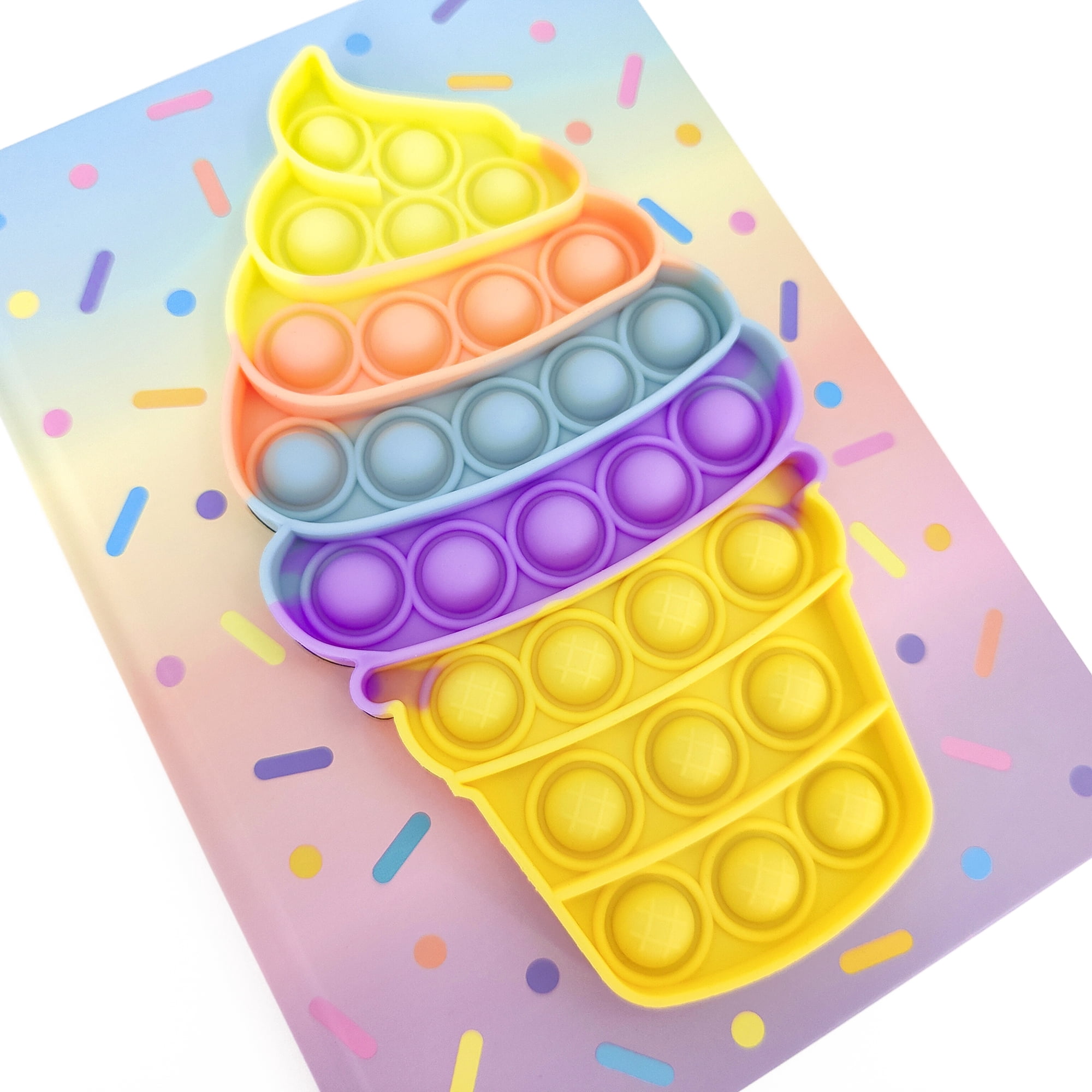 Pen + Gear Pop-It Fidget Journal, Colorful Ice Cream Cone, Lined Paper, Hardbound