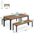 thumbnail image 4 of Tribesigns 3 Piece Steel Dining Table Set, Rustic Brown, 4 of 7