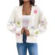 thumbnail image 1 of Cárdigan Corto de Mujer, Suéter de Larga, Estilo Bohemio, Bordado Floral de Ganchillo, Corte Oversize, Prenda Exterior de Punto Abierta L, 1 of 9