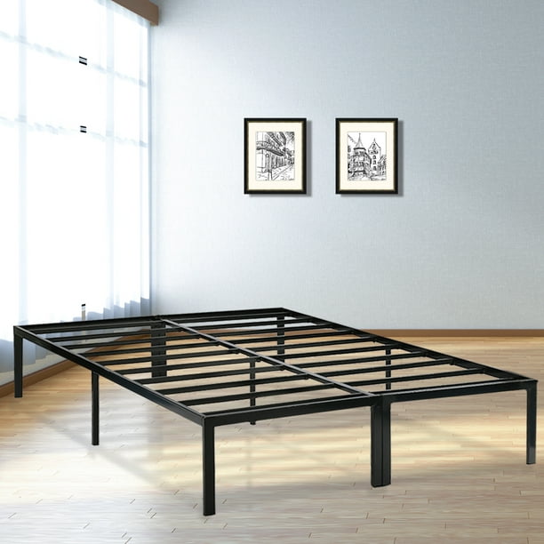 Bed Frame Metal Platform Base, Portable Queen Size Bed Frame