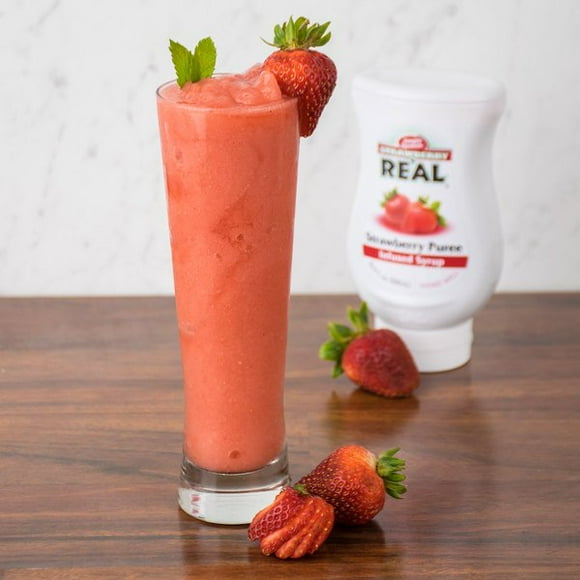 Real 16.9 fl. oz. Strawberry Puree Infused Syrup