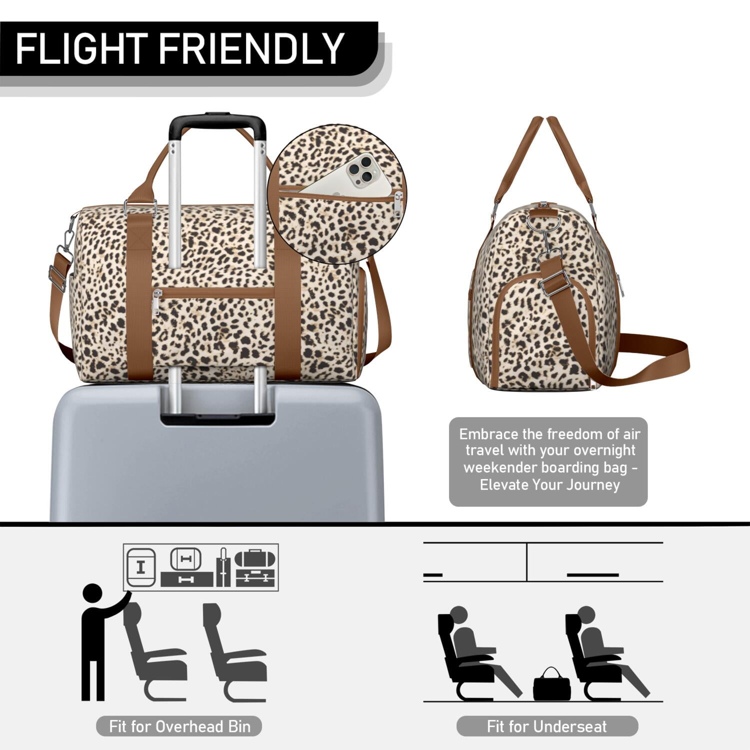 Leopard Womens Gym Tote Duffle Bag with Wet Pocket & Shoe Compartment, Checkered Travel Duffel Bag Overnight Weekender Hospital Tote Girls Workout Carry on Bag with Luggage Sleeve