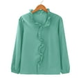 thumbnail image 4 of Xingpeng Womens Flutter Sleeve Blouses Long Sleeve Casual Tops Spring Summer Outfits Dressy Shirts Green S, 4 of 8