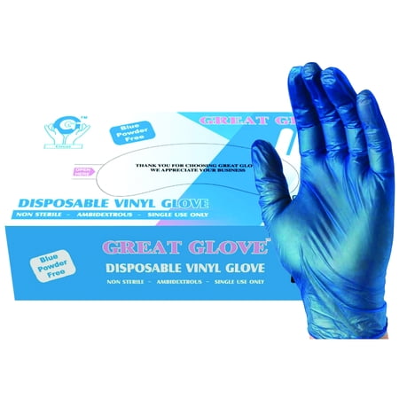 Industrial Grade Vinyl Food Service Disposable Gloves, BNM70010-M-BX, Blue, (Pack of 100)