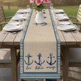 thumbnail image 4 of Blue Nautical Anchor Table Runner 72 Inches, Country Retro Ocean Beach Stripes Beige Bed Runner Dresser Scarves Tabletop for Indoor Outdoor Parties/Ceremony/Banquet, 14" x 72", 4 of 9