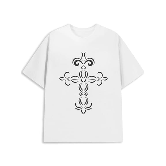 Greenink Cross Tattoo Tee for men Christianity white Comfortable loose and fashionable T-shirt expressing faith christian believers Classic Unisex Shirt Printed tshirts