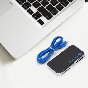 Fnochy USB 3.0 Card Reader Adapter for CF MS M2, High-Speed Multi-in-1 Memory Card Reader, Plug & Play Portable USB C Hub for PC Laptop, Data Transfer Photo Video MP3 Files
