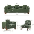 thumbnail image 3 of Morden Fort 3 Pieces Cloud Couch Set, Boucle Sherpa Fabric Upholstered Comfy Armless Chair, Arm Chair and 3 Seater Sofa Set for Living Room, Wood Leg, Green, 3 of 5