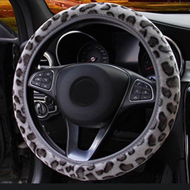 Car Steering Wheel Cover Leopard Plush Breathable Anti Slip Warm 36 38cm Walmart Com Walmart Com