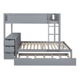 thumbnail image 4 of Full-Over-Full Bunk Bed with Twin size Trundle & Full-Length Guardrail, Wood Bunk Bed Frame with Storage & Build-in Desk, Gray, 4 of 7