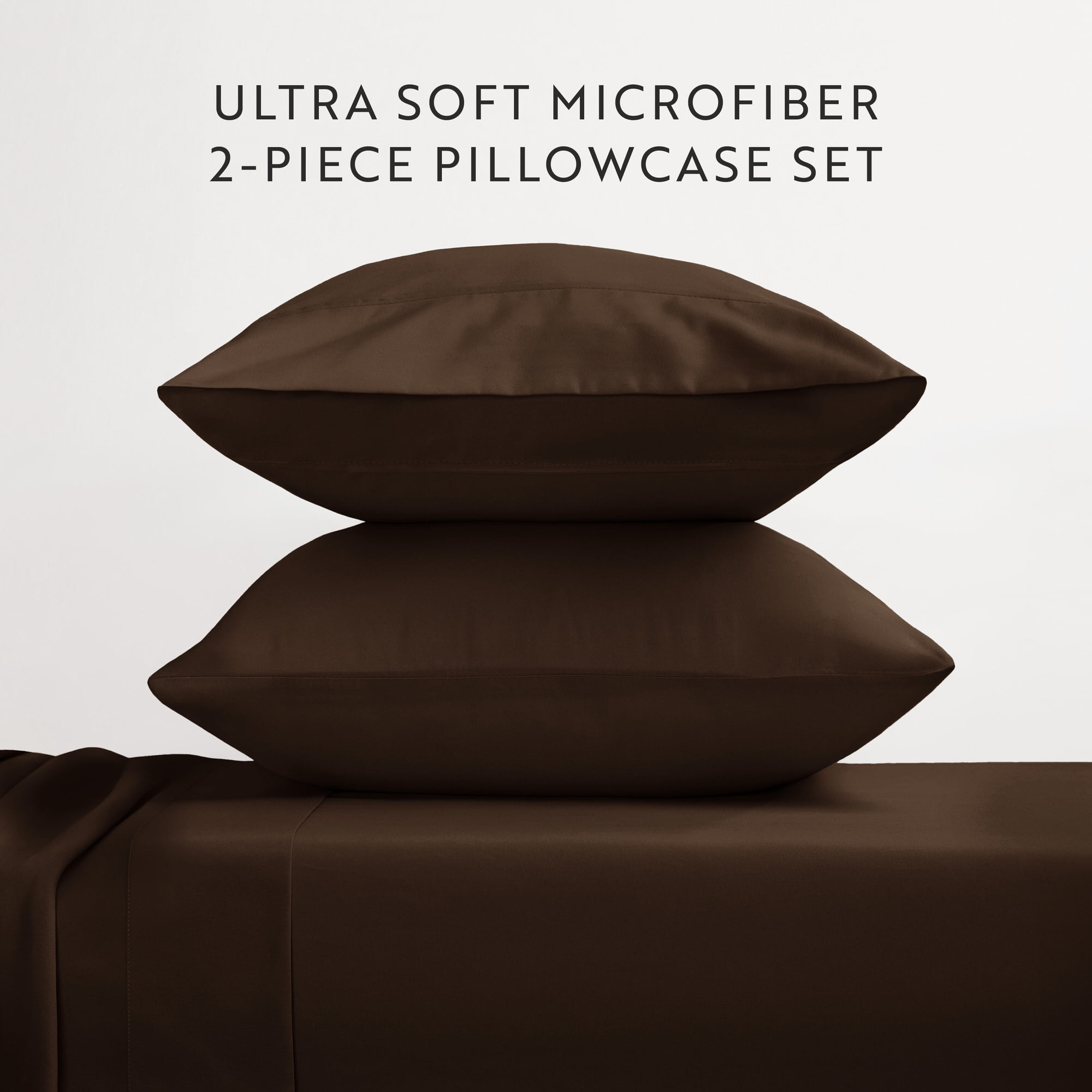 Noble Linens 2 Piece Pillow Case Set, Chocolate, King