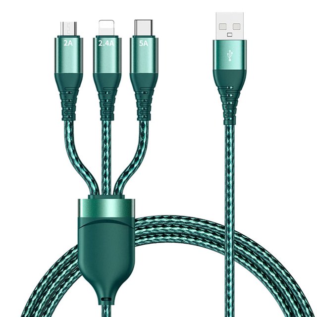 Cable de carga múltiple LINLIN, 1,2 m, 3 en 1, multiUSB con conectores tipo C/micro USB para teléfonos móviles y tabletas.