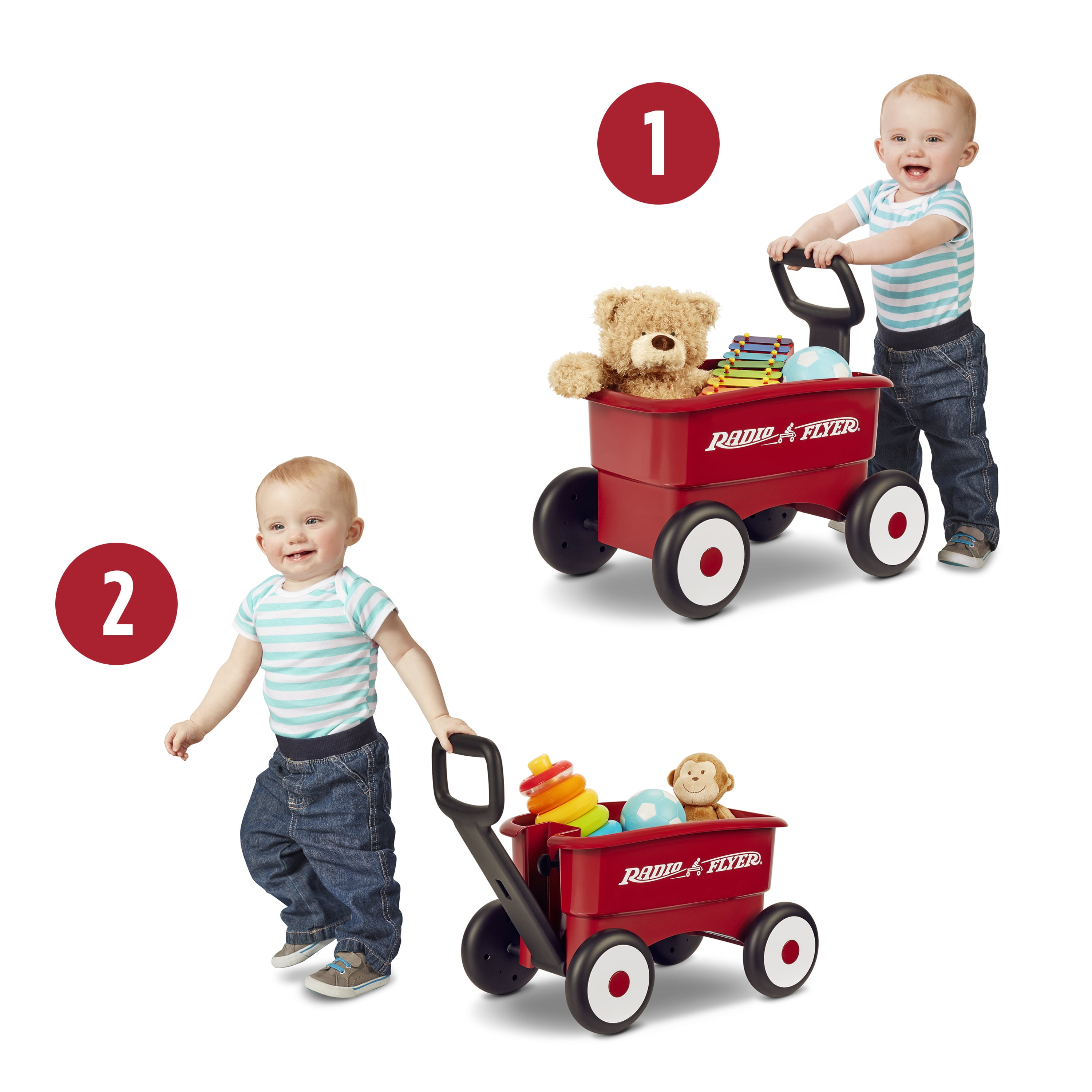 Radio Flyer, My 1st 2-in-1 Play Wagon Push Walker, Red - 2