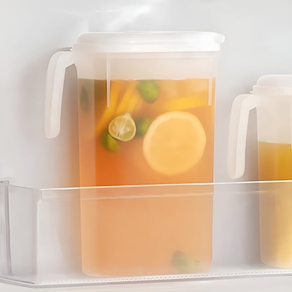 ACDANC 64oz Plastic Pitcher with Lid, 2 Quart Water Jug for Fridge Door, BPA-Free Drink Container for Juice & Iced Tea, White