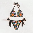 thumbnail image 2 of Tnhcen Women's Floral Print Tie Side Bikini Set Adjustable Straps Nylon Spandex Triangle Top Beach Swimwear S-XL, 2 of 4