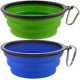 thumbnail image 1 of Cuenco para perros, paquete de 2 cuencos plegables de silicona para perros con mosquetón, cuenco portátil para agua o comida para perros medianos a grandes, cuenco para perros de viaje (verde+azul) brillar Electrónica, 1 of 5
