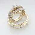 thumbnail image 5 of White Diamond Wedding His & Her Trio Ring Set - Bridal Engagement Ring - 14k Yellow Gold plated Silver Trio Ring Set - Wedding Couple Ring Set, 5 of 7
