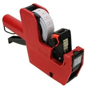 Tag Gun 8 Digits Price Tag Labeller Stickers+200 White W/Red Lines Labels+Ink Roll
