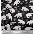 thumbnail image 2 of Soimoi Black Japan Crepe Satin Fabric Snowflake & Polar Bear Animal Printed Fabric 1 Yard 42 Inch Wide, 2 of 3