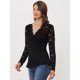 thumbnail image 4 of Blusa de Encaje para Mujer Allegra K Floral Negro L, 4 of 6