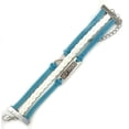 thumbnail image 2 of Vintage Silvertone Bestfriend Infinity Charms Light Blue Braided Leather Rope Bracelet, 2 of 5