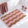 thumbnail image 7 of Wave Pattern Flocked Bath Mat, Non Slip Bathroom Rug with Latex Backing, Soft Absorbent Shower Mat, Washable Floor Carpet for Bathroom and Laundry Room, 7 of 7