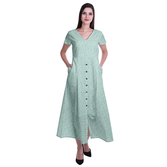 Moomaya Robe Longue Maxi pour Femmes à Manches Courtes, Robe Formelle/décontractée avec Poches P-TTG