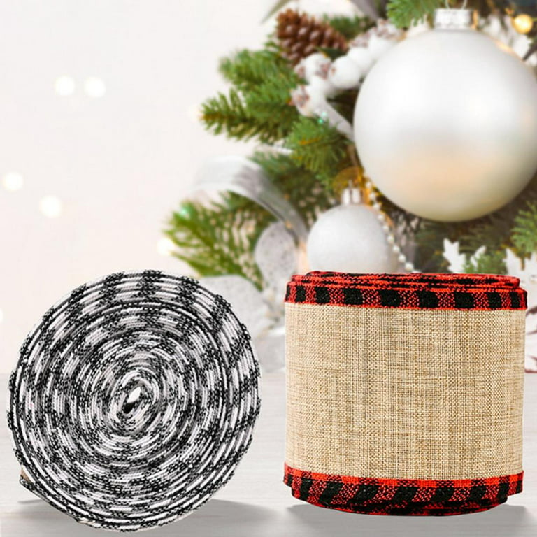 4 Rolls Christmas Red Plaid Ribbons Checkered Wired Edge Wrapping Ribbons  Thin Plaid Burlap Ribbon Tartan Plaid Ribbon for Christmas Tree Decor DIY