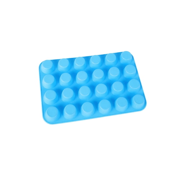 24 Cups Silicone Muffin Pan Mini Cupcake Pan, Nonstick Food Grade Silicone Baking Pan 1 Pack (Blue)