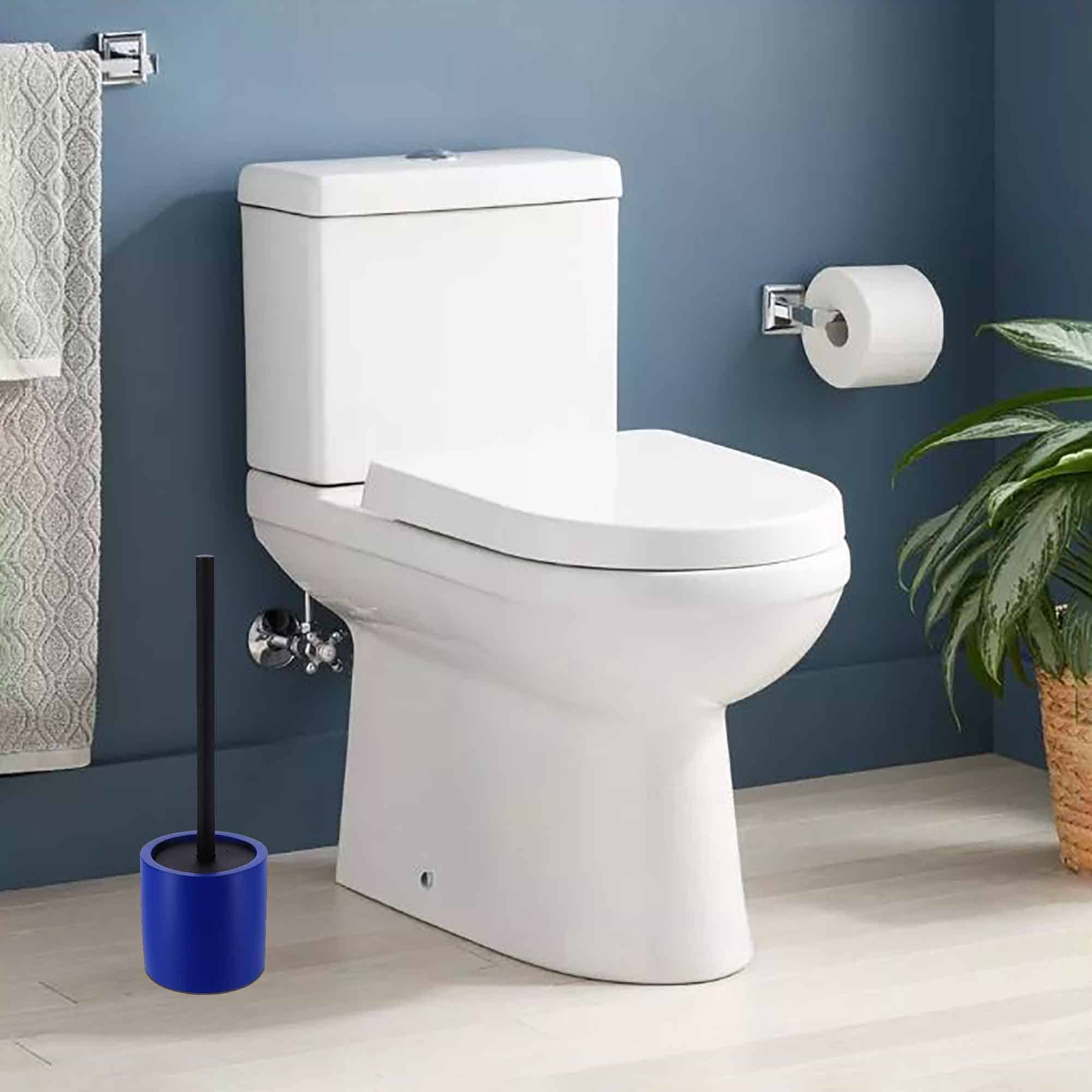 Evideco French Home Goods Cement Commercial Toilet Brush & Holder Set with Toilet Brush, Blue