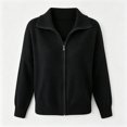thumbnail image 4 of CaComMARK PI Women's Zip Up Sweatshirts Long Sleeve Casual Lapel Jackets Lounge Going Out Knitted Comfy Sweatshirt Black, 4 of 5