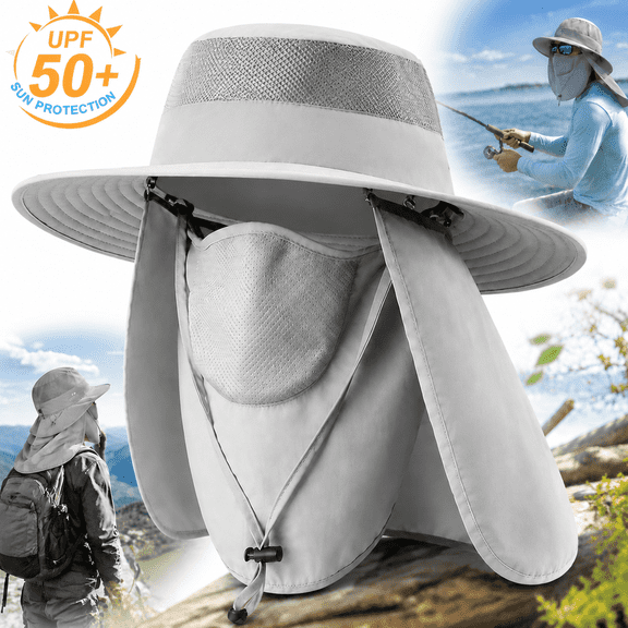 Ustris Fishing Hat,Sun hat,Sun Cap with UPF 50 Sun Protection and Neck Flap,for Man and Women,Wide Brim Outdoor Fishing Hiking Camping Hunting Boating Safari Gardening