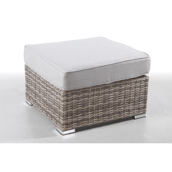 Outdoor Ottoman with Cushion - Fully Assembled for Patio | Slate Gray | Wicker