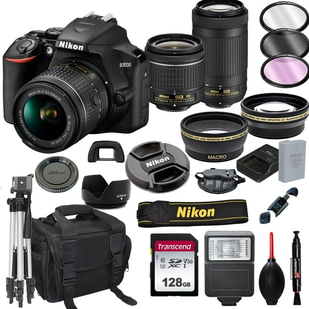 Nikon D3500 Dslr Camera With 18 55mm Vr And 70 300mm Lenses 128gb Card Tripod Flash And More pc Bundle Walmart Com Walmart Com Nikon D3500 Dslr Camera With 18 55mm Vr And 70 300mm Lenses 128gb Card Tripod Flash And More pc Bundle Walmart Com Walmart Com