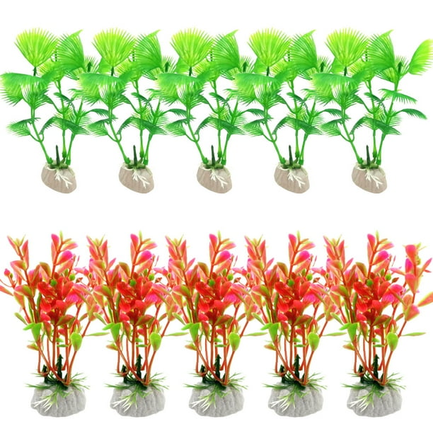 Utilizado para decoración de peceras, plantas de acuario, 10 piezas de plantas de alto plástico.