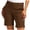 Brown women mid rise bermuda shorts a1, variant on Cagogo Women's Mid Rise Bermuda Shorts with Pockets Casual Solid Regular Fit Travel Beach Lounge Trousers Summer Walking Elastic Waist Comfy Pants, Purple S