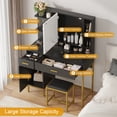 thumbnail image 7 of Makeup Vanity Desk with 3-Color Lights, Charging Station & Visible Drawers - Black, 7 of 7