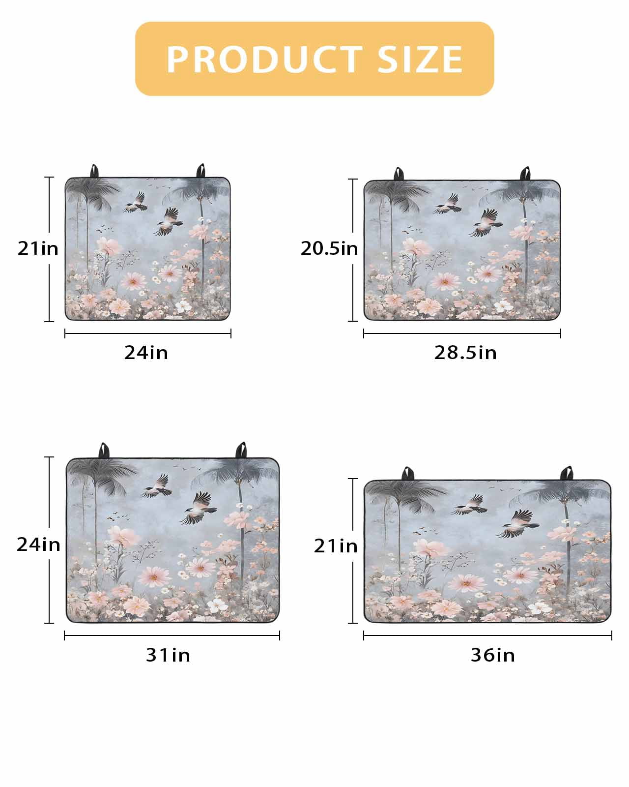 nqOlkjepod Large Induction Cooktop Protector Mat 24"x21", Spring Floral Stove Top Covers for Electric Stove, Watercolor Birds Tree Botanical Flower Stove Burner Cover Mats, Glass Top Stove Cover