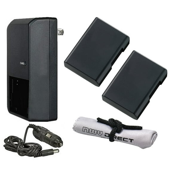 Nikon D3400 High Capacity 'Intelligent' Batteries (2 Units)   AC/DC Travel Charger   Nwv Direct Microfiber Cleaning Cloth.