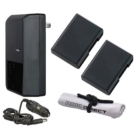 Nikon D5600 High Capacity Intelligent Batteries (2 Units) + AC/DC Travel Charger + Nwv Direct Microfiber Cleaning Cloth.