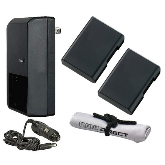Nikon D5600 High Capacity 'Intelligent' Batteries (2 Units) + AC/DC Travel Charger + Nwv Direct Microfiber Cleaning Cloth.
