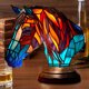 thumbnail image 1 of Luz de mesa de animales retro, vitral de resina, luz de noche, adorno para el hogar (caballo), 1 of 7