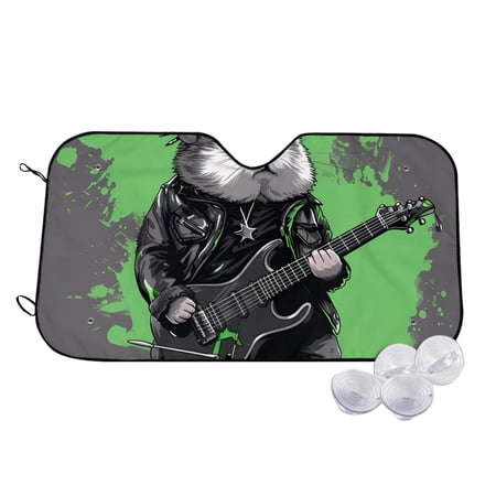 Kdxio Rock Guitar Guinea Pig Print Windshield Sun Shade UV Rays and Sun Heat Protection Sunshade for Car Windshield Car Shade Front Windshield – Small