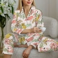 thumbnail image 4 of Goofa Tropical Pink Flamingo Pineapple Printed Women’s 2 Piece Pajama Set Super,Pajamas Women's Long Sleeve Sleepwear Soft Button Down Loungewear Pjs Lounge Set Nightwear-X-Large, 4 of 9