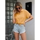 thumbnail image 4 of Blusa abotonada, camisa de manga corta de algodón abotonada, blusa de manga corta de color liso diseñada para durar, 4 of 5