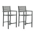 thumbnail image 3 of CorLiving Gallant Chaises de Bar d'Extérieur en Aluminium et Polymère Résistantes aux Intempéries, Gris (Ensemble de 2), 3 of 9